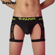 gpapol渔网吊带束腿男三角裤运动性感速干包臀，后镂空黑色子弹内裤