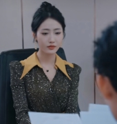 短剧为你点亮那束光苏倾城同款黑色亮片春装长袖翻领显瘦连衣裙春