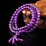 天然紫水晶手链女款手串饰品，多c时，108颗佛珠链手圈尚饰品