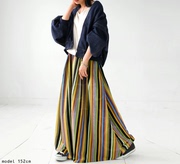 日本海外直邮2024春季女装，优雅彩色条纹，休闲时尚半身裙长裙