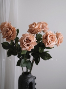 仿真花保湿玫瑰花束高假花绢花客厅落地家居装饰欧式室内花艺摆件