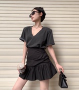 黑色短裙女夏季半身裙显瘦a字裙大码遮胯蓬蓬裙，防走光高腰裙子