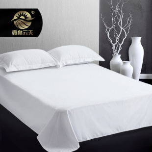 床单床笠单件纯棉，全棉纯白色五星级酒店，布草宾馆床上用品专用单人