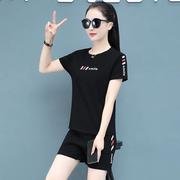 品牌时尚运动套装女夏棉，短袖短裤休闲服，2024年中年装夏装两0326n