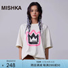 mishka美式复古潮牌夏季短袖，t恤女大版宽松上衣，白色纯棉oversize