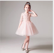 2021年韩版儿童礼服公主裙花童女童婚纱裙蓬蓬裙钢琴主持演出服