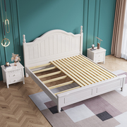 美式实木床1.8米双人现代奶油风白色小户型主卧高箱储物公主婚床