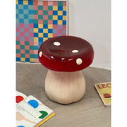 蘑菇凳红色蘑菇凳子沙发边几客厅卧室矮凳轻奢装饰椅子家用换鞋凳