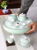 潮汕功夫茶具套装家用小套青瓷茶盘茶壶盖碗茶杯整套陶瓷茶船