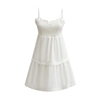欧美风夏季女法式复古纯欲风白色修身蕾丝，花边拼接吊带连衣裙