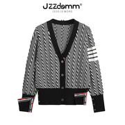 九州诚品jzzdemm黑白，扭花立体设计感韩版时尚收腰针织开衫外套女