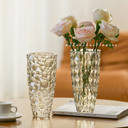 花瓶玻璃透明水晶高级感鲜花，水养玫瑰百合专用摆件客厅插花餐桌大