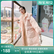 大码连帽服外套女装，冬装2021年韩版羽绒服，宽松衣粉色少女
