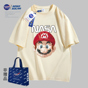 nasa联名2024夏季卡通印花男女同款，短袖纯棉情侣t恤02