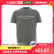 香港直发PAUL & SHARK男士灰色徽标圆领短袖棉质T恤简约E20P1058