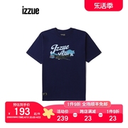 izzue男装短袖T恤2023夏季潮酷军事风地图印花半袖1167U3K