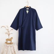 日式睡袍男古风薄款大码纯棉纱布睡衣和服中长和风春夏季浴袍
