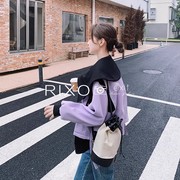 rixoexit法式紫色短款风衣，外套女小个子，设计感撞色拼接休闲夹克
