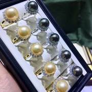 产地直供海水大溪地珍珠戒指S925纯银气质女式手饰