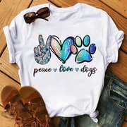 peace love theme T-shirt夏季时尚大码薄款和平爱主题白t短袖女