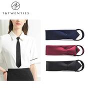 女士领带装饰女式西装衬衣，黑色领带女短款免打小蓝色红色短拉链款