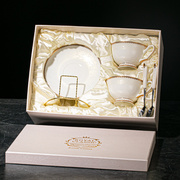 欧式骨瓷浮雕金边咖啡杯碟英式下午茶具陶瓷杯子礼盒套装送礼
