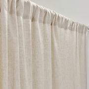 外贸天然亚麻纯色北欧可定制窗帘成品穿杆吊带，棉麻遮光遮阳布