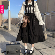 日系学院风复古法式连衣裙子少女2024春秋季小个子两件套装潮