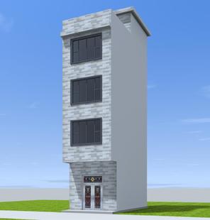 4x8四层临街楼房设计方案，图纸效果图建筑结构，水电全套施工图纸