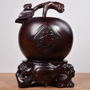 黑檀实木雕刻平安是福摆件檀，木头根雕苹果创意红木家居装饰工艺品