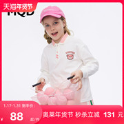 MQD童装2023秋季女童T恤polo领纯棉甜美学院风儿童长袖上衣