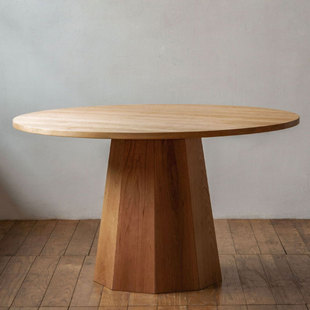 北欧黑胡桃木日式实木圆形餐桌，现代简约樱桃木，家用小户型吃饭餐桌