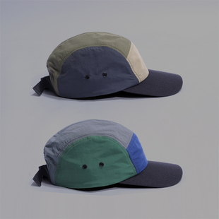 美式复古拼色五片帽速干防水软顶鸭舌帽潮户外运动遮阳帽子平沿帽