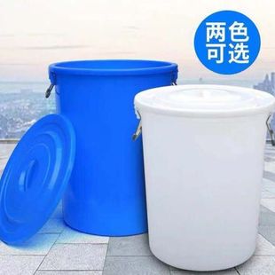 储米桶加厚塑料桶带盖圆桶食品级储水桶白色家用特大容量发酵胶