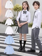 幼儿园中小学生男童长袖英伦学院风，白衬衫上衣短袖jk女老师班校服