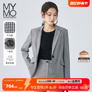 mymo朗黛复古千鸟格西装，2023秋冬职业，通勤ol收腰西服外套593l