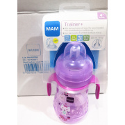 MAM美安萌防漏奶瓶水杯二合一硅胶扁嘴宽口径婴儿宝宝喝水带手柄