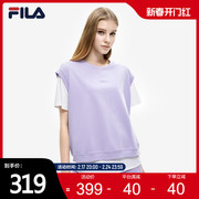 FILA 斐乐女士短袖T恤2022年夏季两件套休闲运动半袖上衣