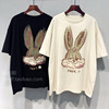 欧货趣味卡通兔子图案短袖t恤女2023春夏，设计感小众宽松半袖上衣