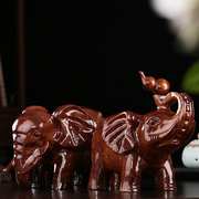红木雕刻工艺品翘鼻子，大象摆件实木质，卷鼻木象葫芦客厅玄关摆设