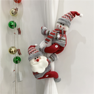 圣诞节装饰品北欧商场橱窗帘，扣环毛绒公仔玩偶，吊饰挂饰圣诞礼物