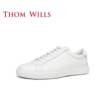 thomwills男款小白鞋真皮运动男士休闲皮鞋，商务西装白色板鞋冬季