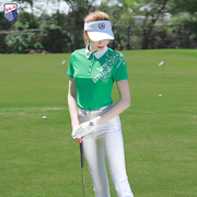 ZG6高尔夫服装女球服女装夏季绿色短袖速干T恤翻领上衣白色裤裙子