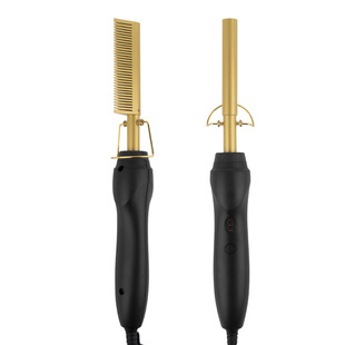 铜梳干湿两用卷发棒卷直多功能浏海直发，梳电卷发梳