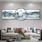 新中式沙发背景墙装饰画大气客厅山水挂画茶室禅意水墨风壁画