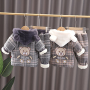 男童冬装套装小孩男宝宝棉衣服，秋装婴儿外套厚加绒，1岁半2周岁3多4