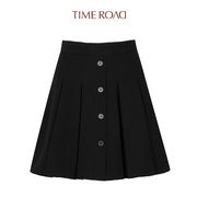 Time RoaD/汤米诺2022夏季短款百褶裙黑色显廋半身裙T25232171509