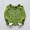 日系春秋小厚款儿童男女童宝宝，草绿色纯棉线针织，圆领毛衣开衫外套