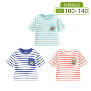 日系条纹T恤纯棉儿童短袖衫薄款圆领半袖100-140码汽车