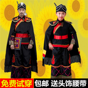 儿童舞蹈服民族风，男童演出服披风壮族，佤族彝族土家族葫芦丝表演服